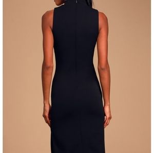 Lulu's Black Mock Neck Sleeveless Body Con Midi